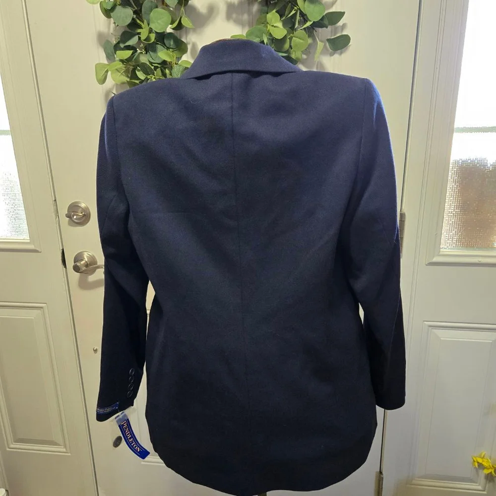 Women's Pendleton Navy 100% Virgin Wool Blazer Size 10 NWT